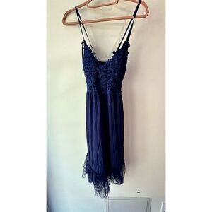Davi & Dani Women's Navy Blue Lace Dress Sleeveless Party Cocktail S